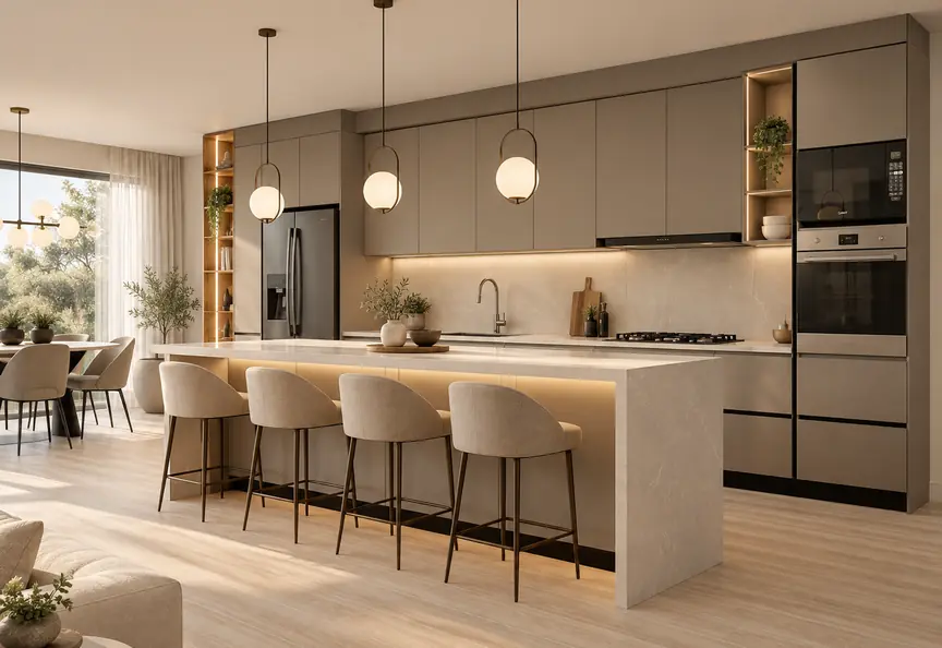 Cocina Con isla, imagen generada con IA