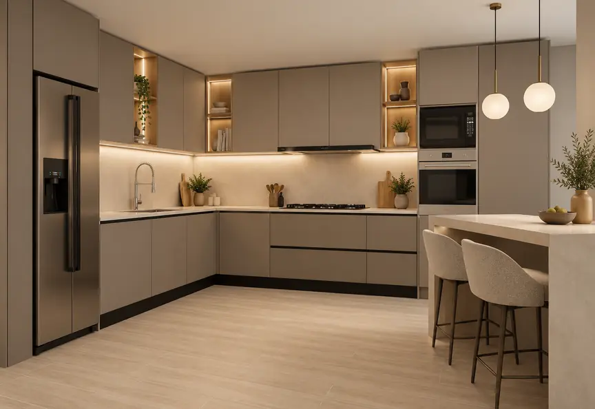 Cocina En L, imagen generada con IA